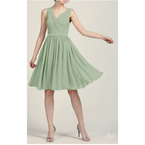 AW BRIDAL SZ 4 S sage green Vivien chiffon bridesmaid formal dress NEW B136